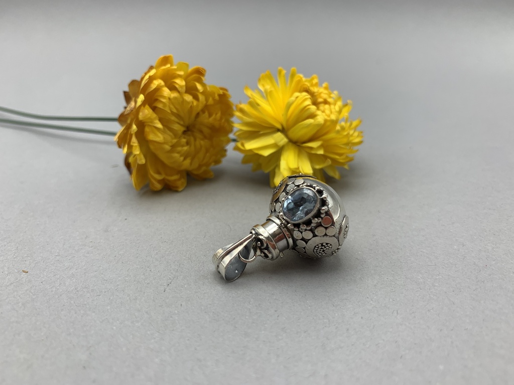 [PEAR-0151-1-7,8-3] Pendentif Argent 925 & Aquamarine [0151]