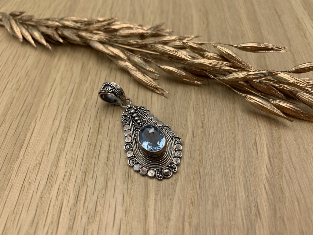 [PEAR-0155-1-6,8-4,5] Pendentif Argent 925 & Aquamarine [0155]