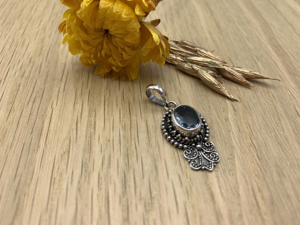 [PEAR-0161-1-4,4-3,5] Pendentif Argent 925 & Aquamarine [0161]
