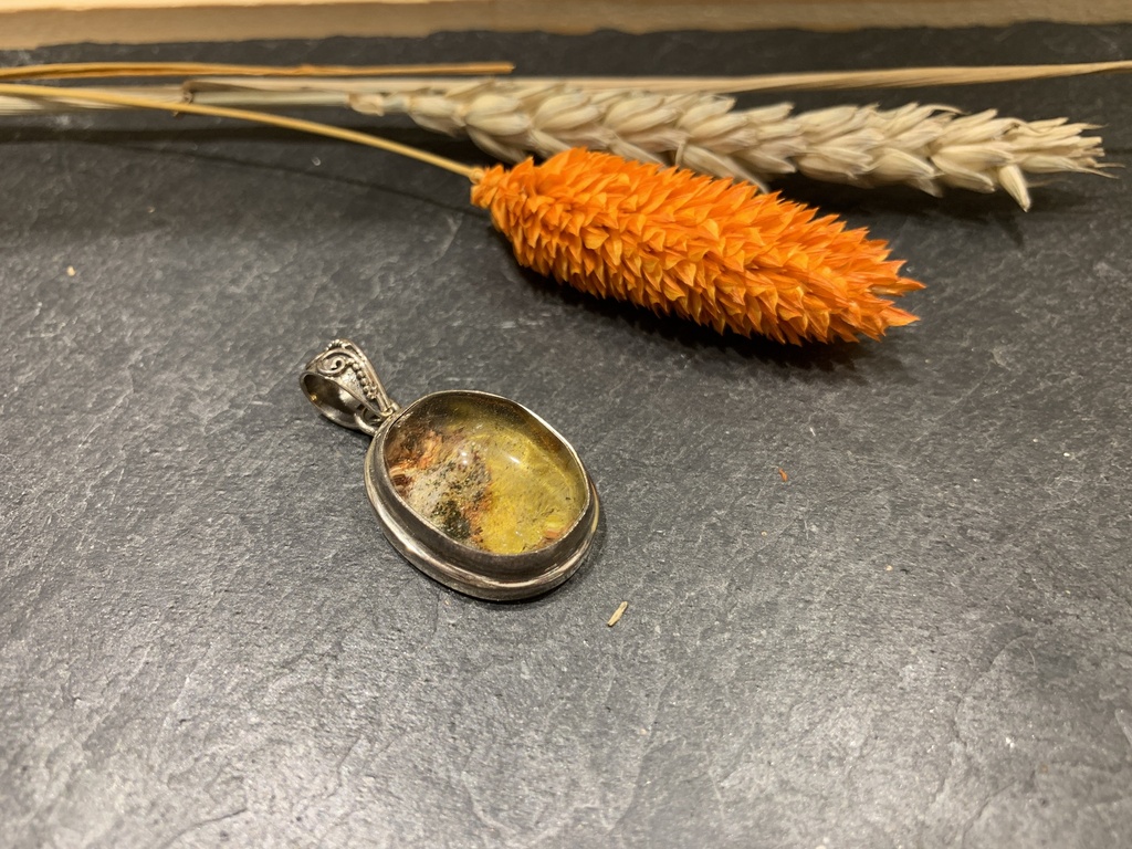 [PEAR-0166-1-9-3,5] Pendentif Argent 925 & Agate Mousse [0166]