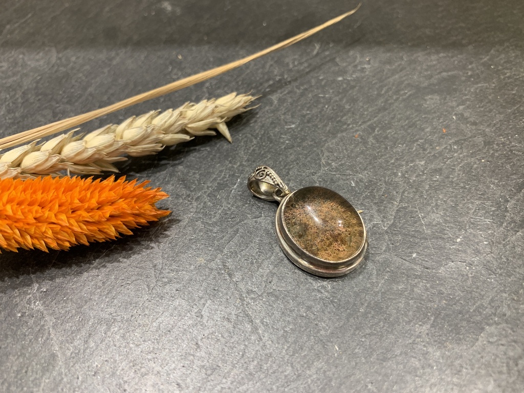 [PEAR-0168-1-9,2-3,5] Pendentif Argent 925 & Agate Mousse [0168]