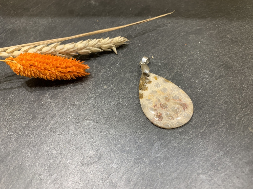 [PEAR-0182-1-8,5-6] Pendentif Argent 925 & Agate Dendritique [0182]