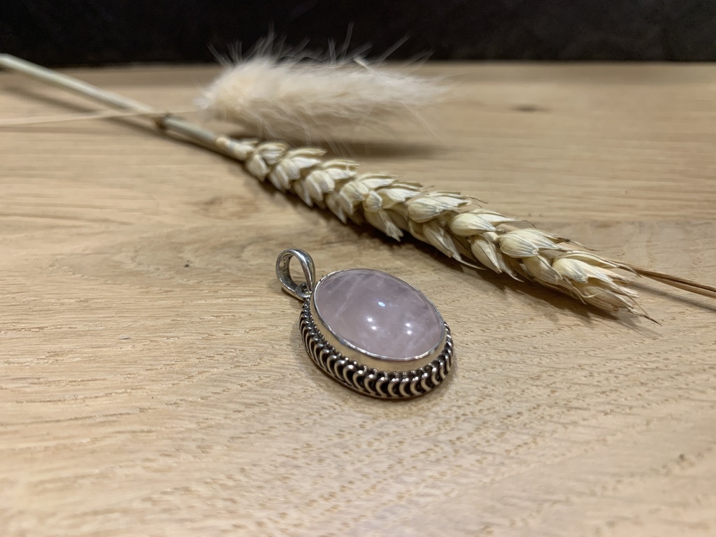 [PEAR-0198-1-7,6-3,5] Pendentif Argent 925 & Quartz Rose [0198]