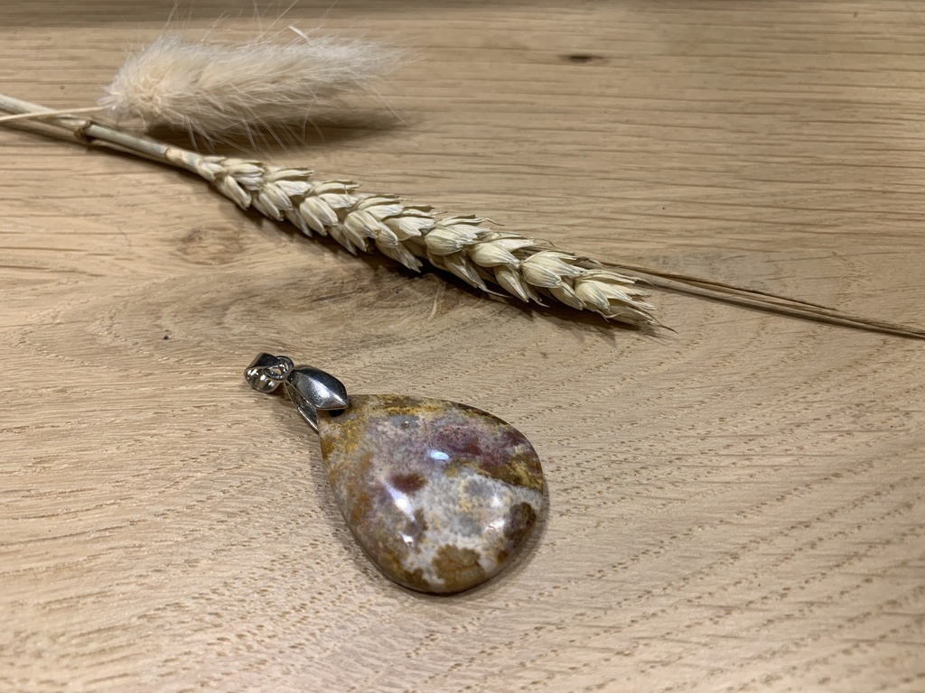 [PEAR-0208-1-9-5] Pendentif Argent 925 & Agate Dendritique [0208]