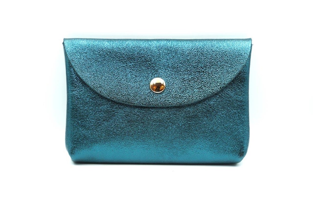 [CRAZY-3004-BLUEPETROL] Pochette Cuir métalisé Bleu-pétrol [Pochette]