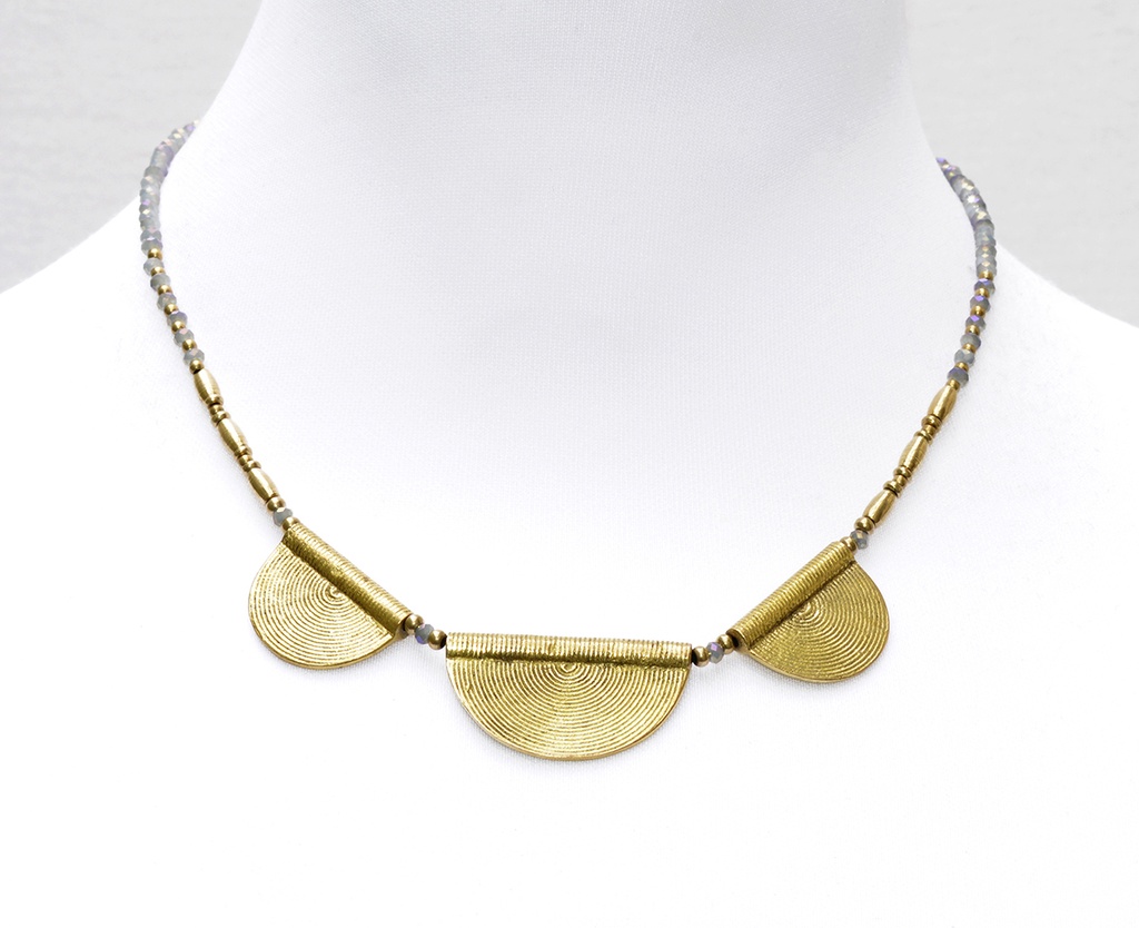 [NATA-COL-CCE266] Collier Mohini Bleu Brilliant & Laiton Doré - Nataraj