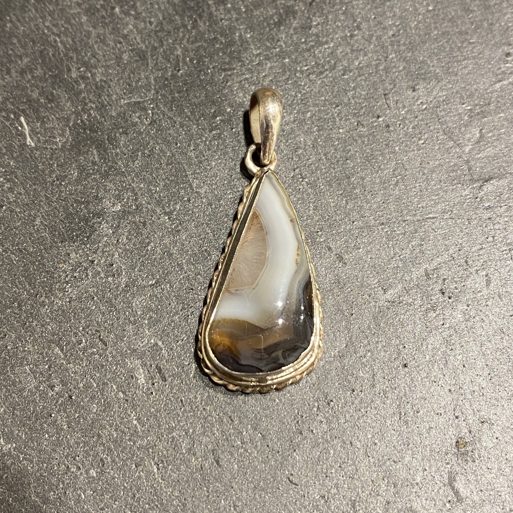 [PEAR-0297-1-9,6-4] Pendentif Argent 925 & Agate [0297]