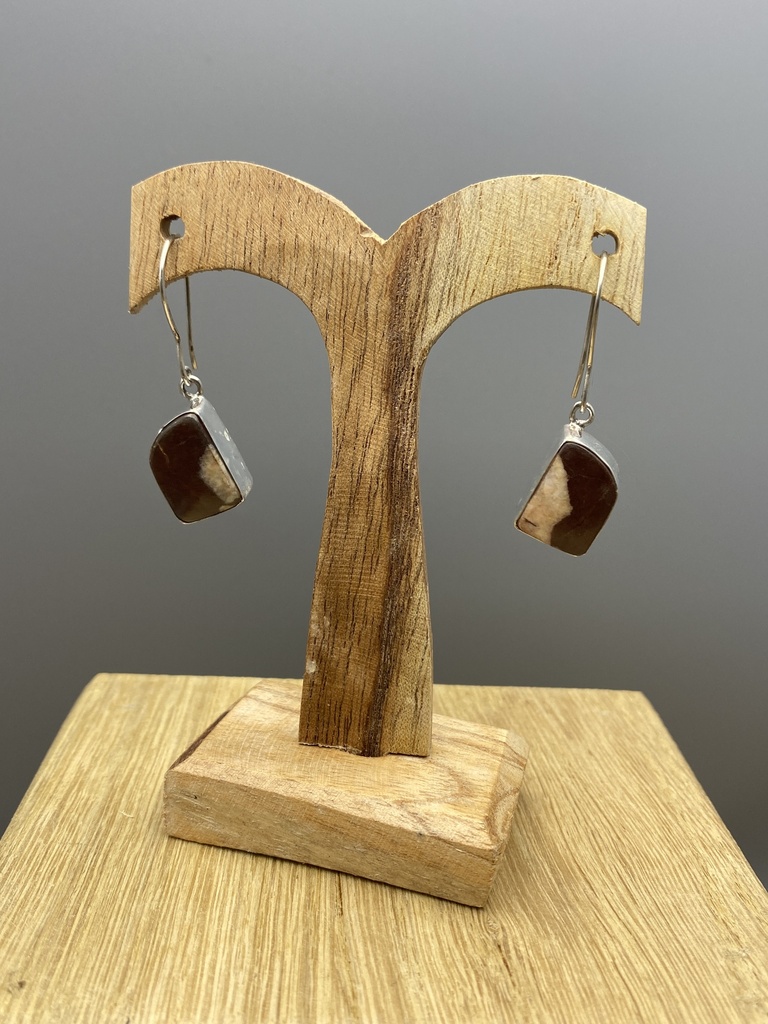 [BOAR-0428-1-9,2-4] Boucles d'Oreilles Argent 925 & Agate [0428]