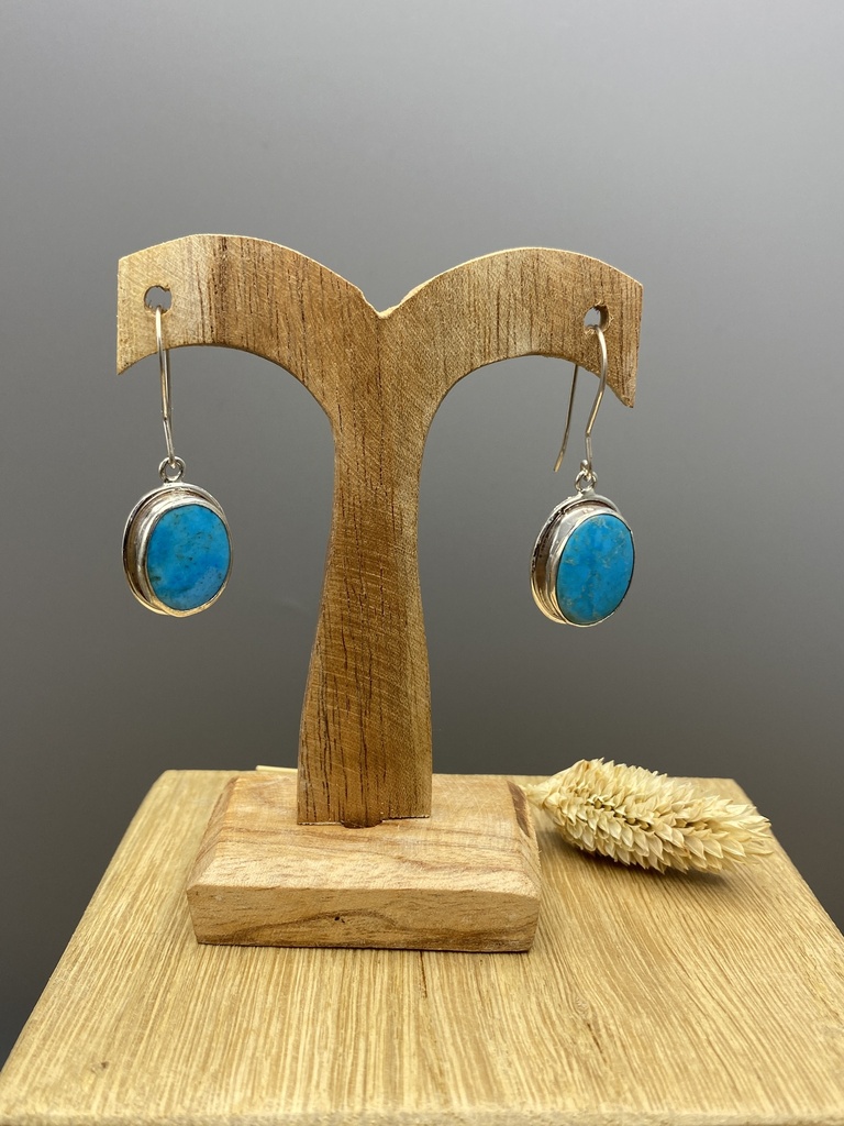 [BOAR-0431-1-12-4,3] Boucles d'Oreilles Argent 925 & Turquoise [0431]