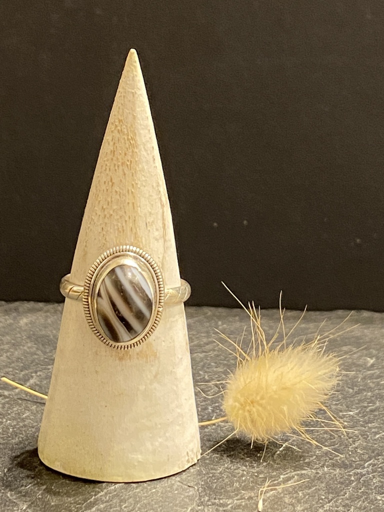 [BAAR-0301-1-6,1-64] Bague Argent 925 & Agate Zébrée [0301]
