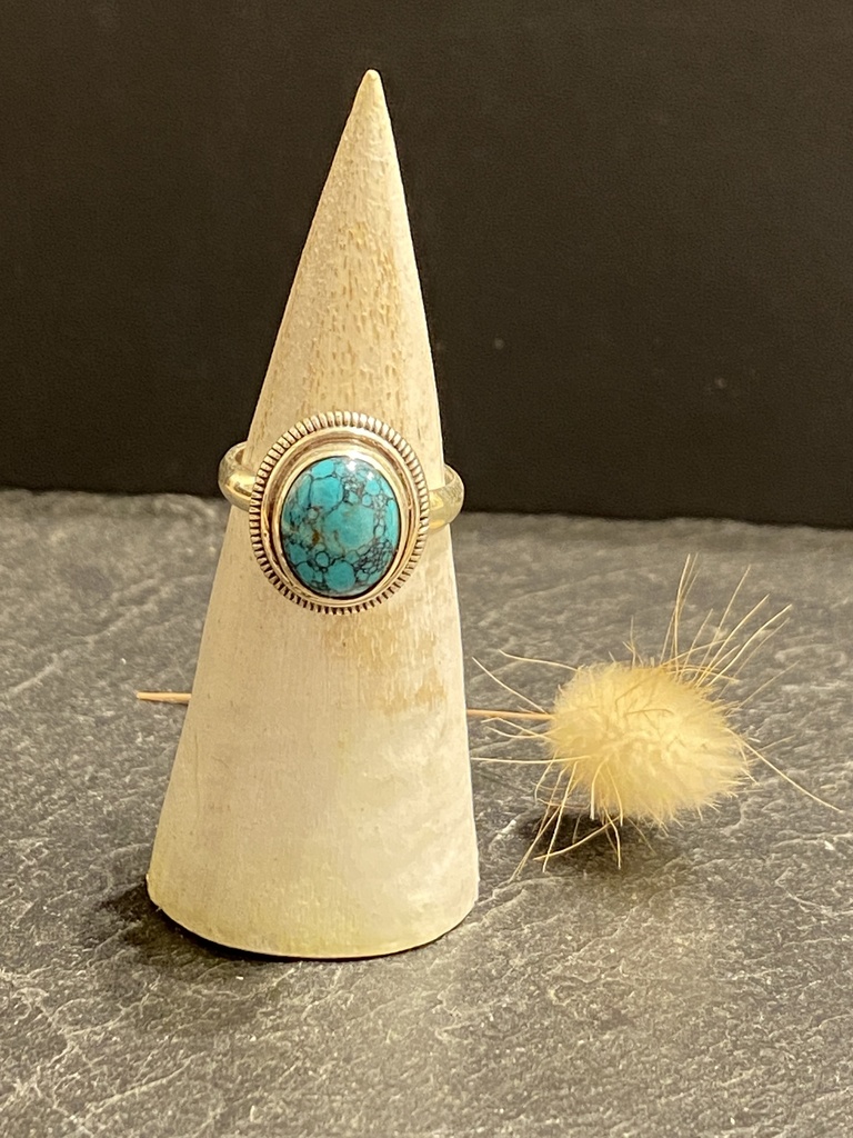 [BAAR-0304-1-6,7-55] Bague Argent 925 & Turquoise [0304]