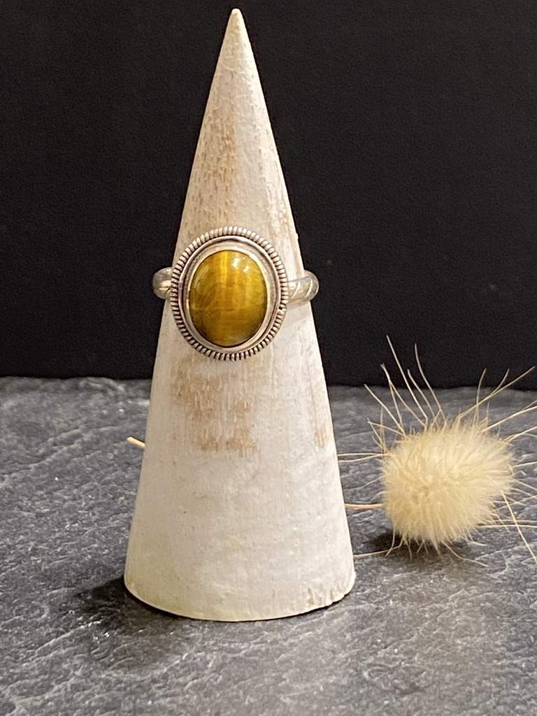 [BAAR-0306-1-6-55] Bague Argent 925 & Œil de Tigre [0306]