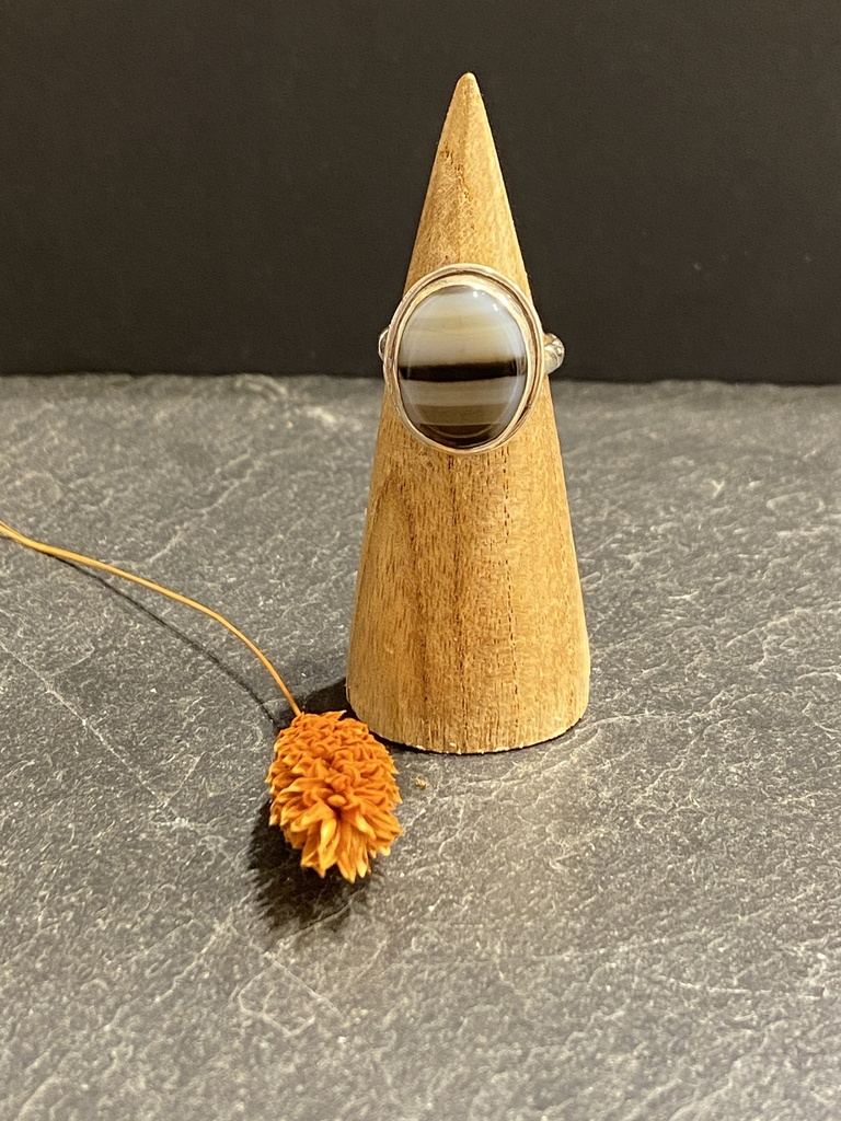 [BAAR-0446-1-7,5-49] Bague Argent 925 & Agate [0446]
