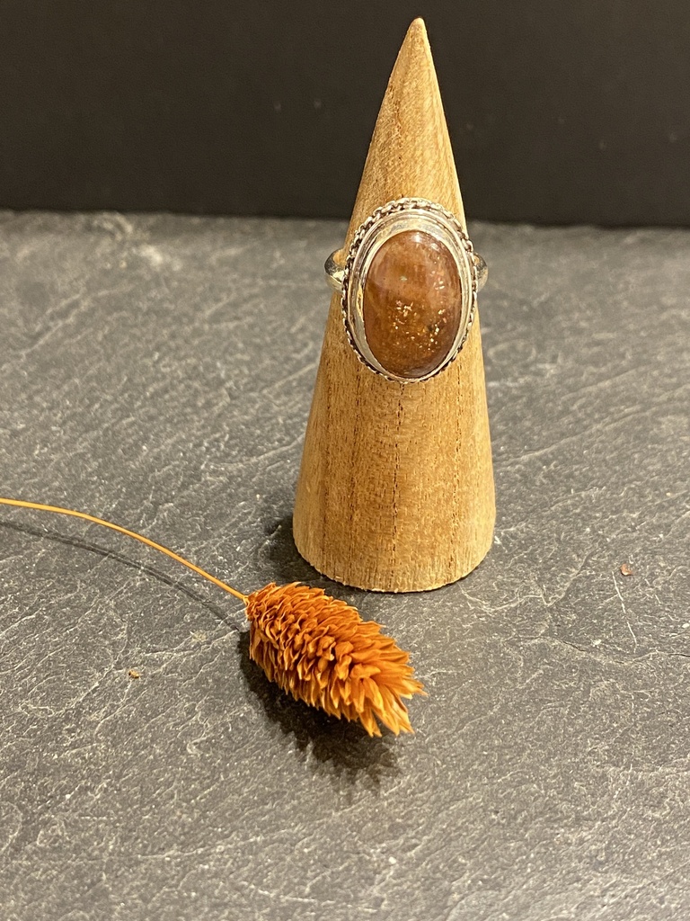 [BAAR-0464-1-8,8-53] Bague Argent 925 & Pierre de Soleil [0464]
