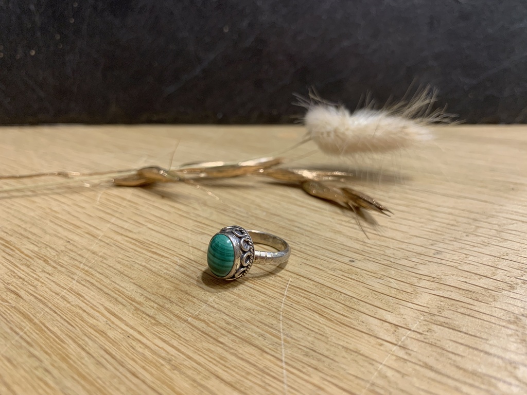 [BAAR-0500-1-4,4-45] Bague Argent 925 & Malachite [0500]