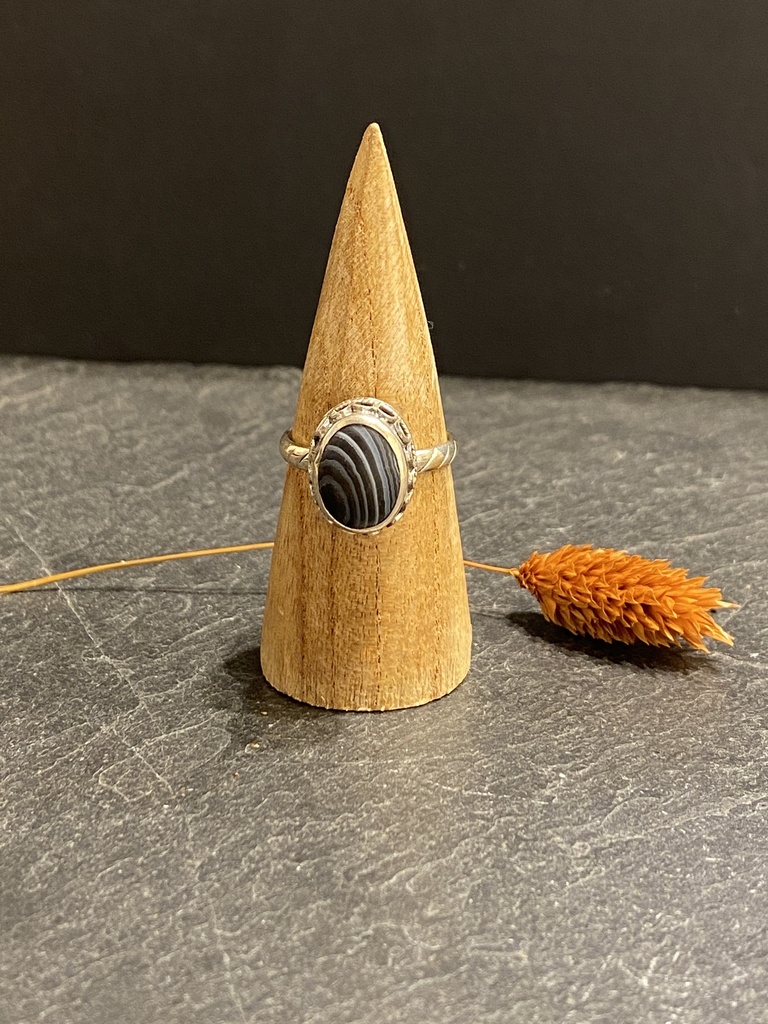[BAAR-0506-1-5,9-61] Bague Argent 925 & Agate Zébrée [0506]