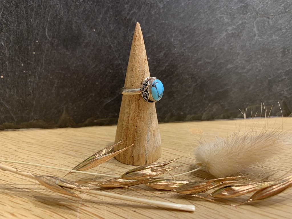 [BAAR-0532-1-4,5-45] Bague Argent 925 & Turquoise [0532]