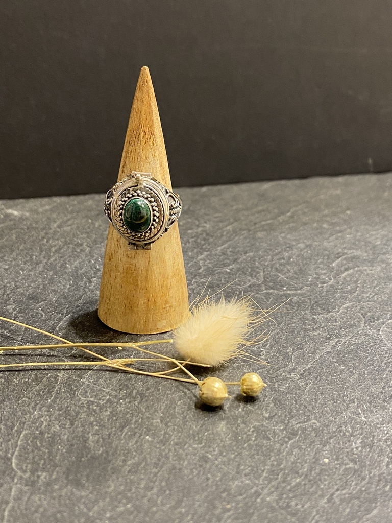 [BAAR-0617-1-7,5-57] Bague Poison Argent 925 & Malachite [0617]