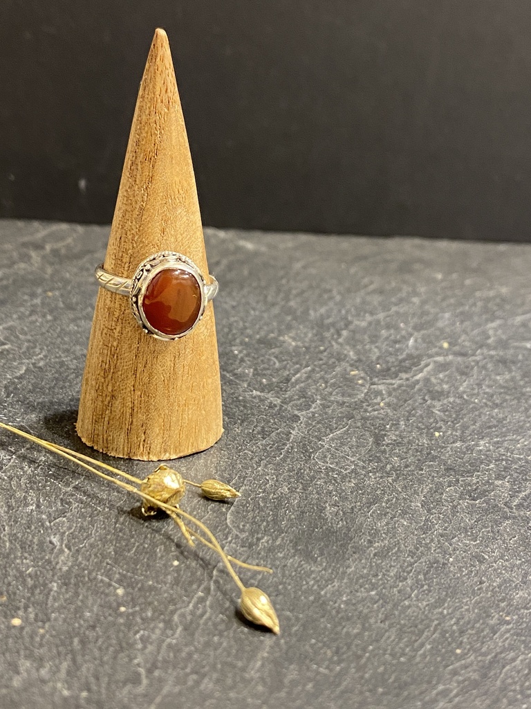 [BAAR-0654-1-5,8-61] Bague Argent 925 & Cornaline [0654]