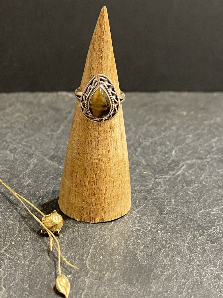 [BAAR-0708-1-4,2-46] Bague Argent 925 & Œil de Tigre [0708]