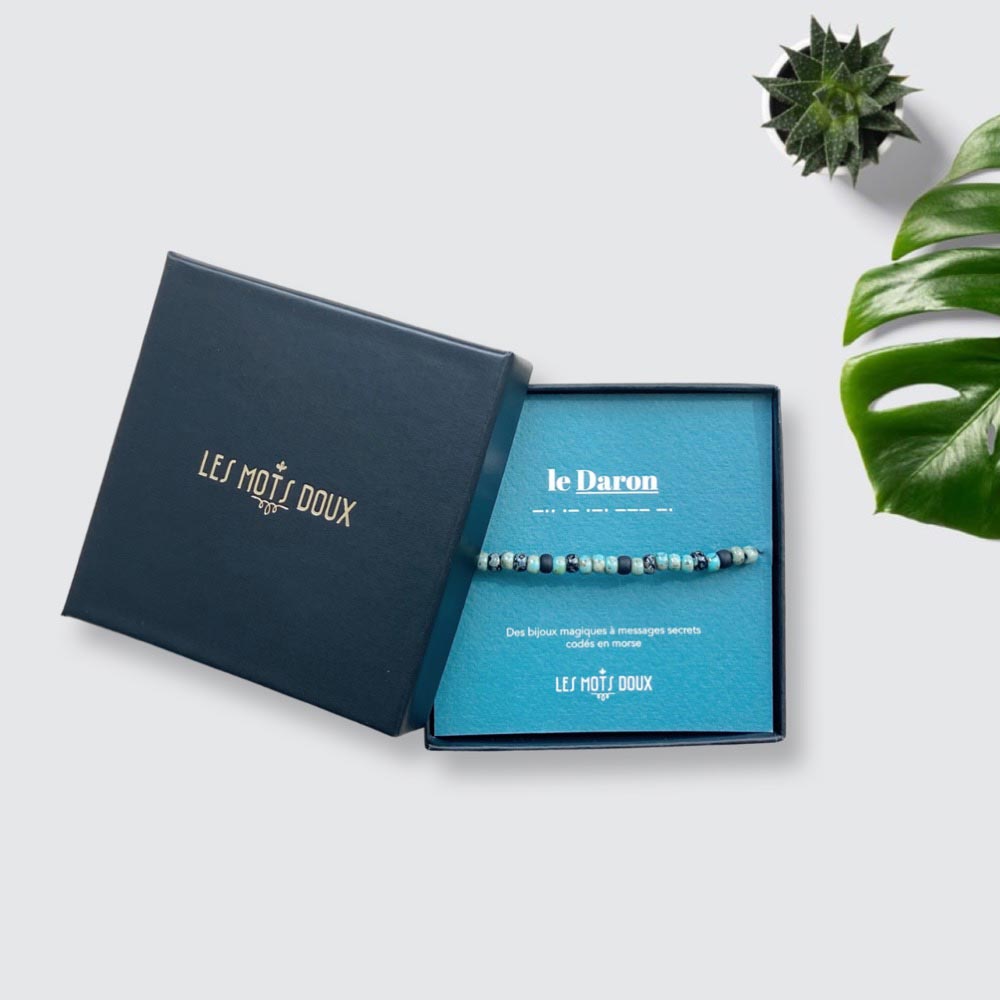 [LMD-BR-MES-0013] Bracelet Messieurs Daron Bleu Marbre & Argenté