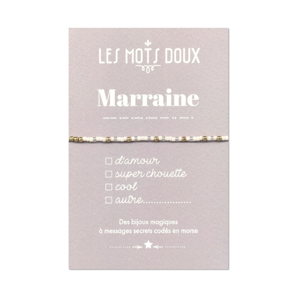 [LMD-BR-FAM-0003] Bracelet Famille Marraine Blanc Irisé & Doré