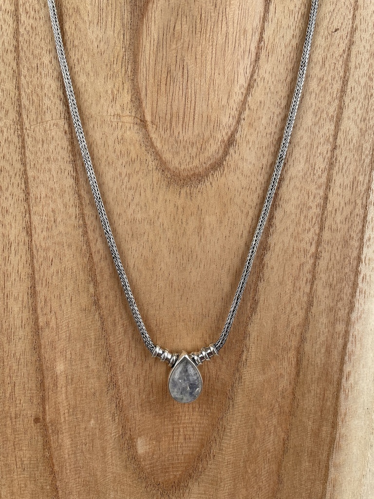 [PEAR-0325-1-15,7-46 - 52] Collier Argent 925 & Pierre de Lune [0325]