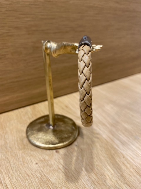 [LOOP-TRV8-CML-1-M] Bracelet Tressé Vintage en Cuir 8 mm Camel - Loop and Co
