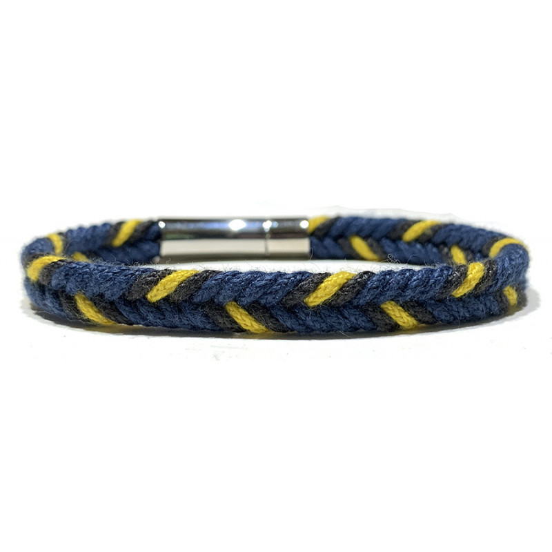[LOOP-CHV-BL-1-S] Bracelet Chevron en Coton Bleu