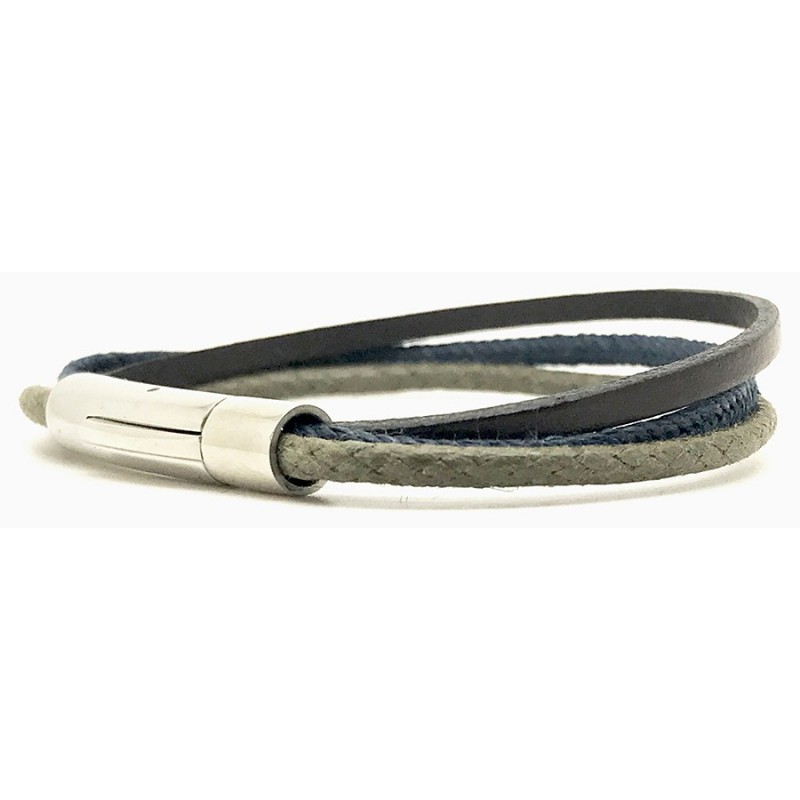 [LOOP-CTL-KAK-2-S] Bracelet Multi Rangs Coton Lin 3 mm Kaki