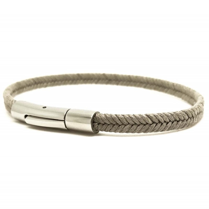 [LOOP-MCT-BG-2-M] Bracelet Mini Coton Ciré Tressé 5 mm Beige