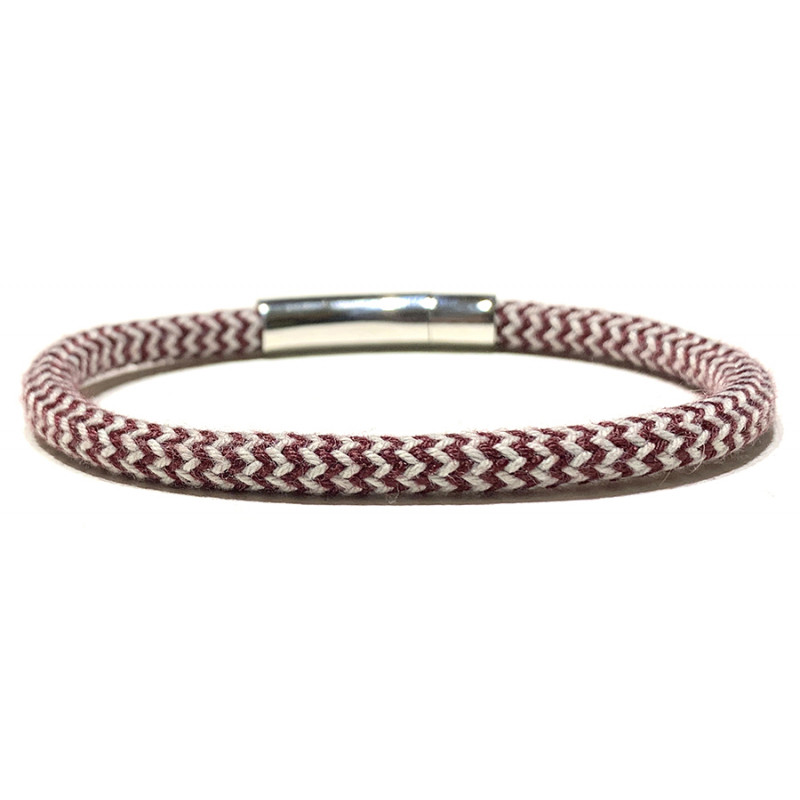 [LOOP-ZGZ-RG-1-M] Bracelet Zig Zag en Coton Rouge M