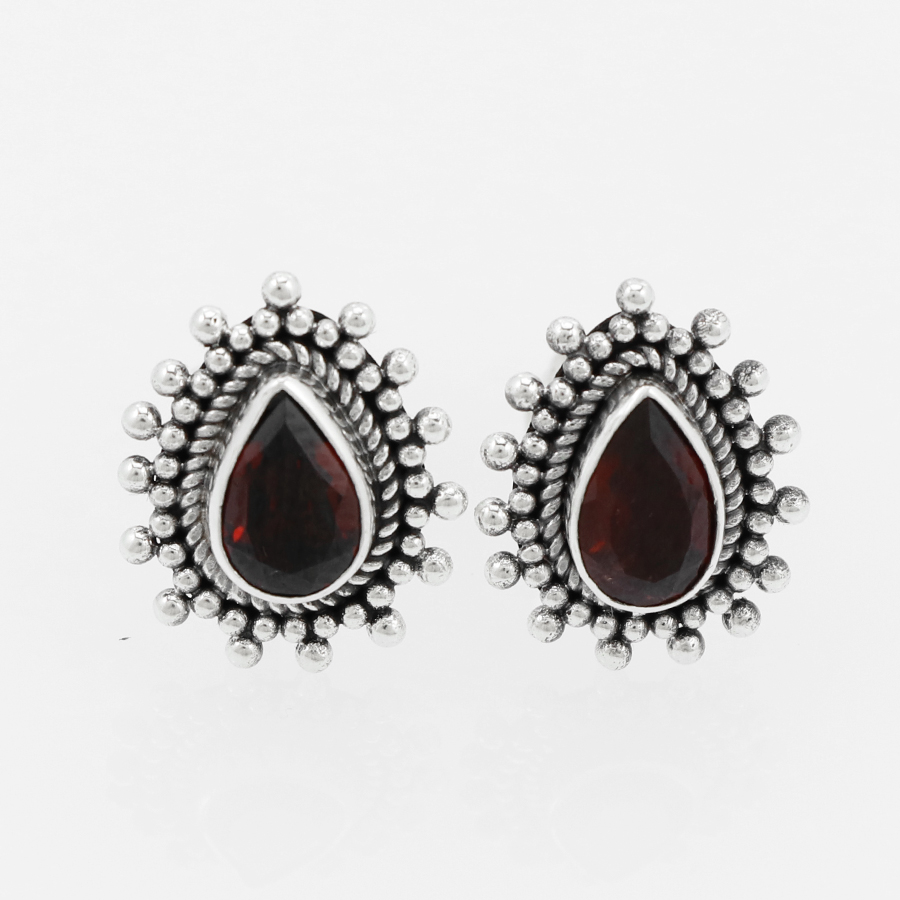 [BOAR-0705-1-3,04-1,5] Boucles d'Oreilles Argent 925 & Grenat [0705]