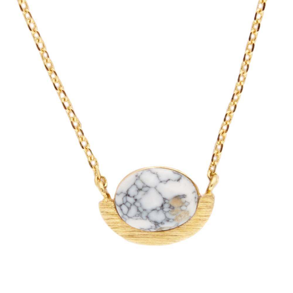 [ATLITW-GXN-MNA-WHT] Collier Galaxy Necklace Moon A White Howlite 