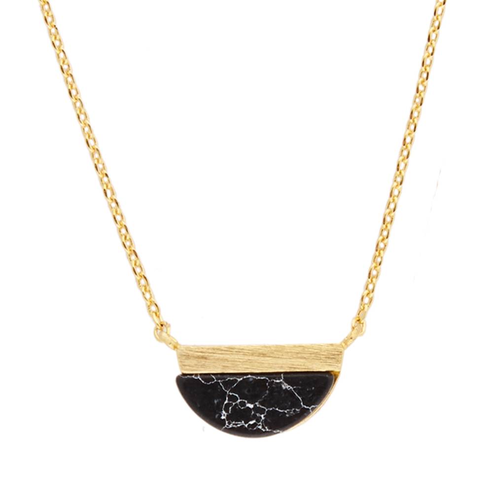 [ATLITW-GXN-MNB-BLK] Collier Galaxy Necklace Moon B Black Howlite 