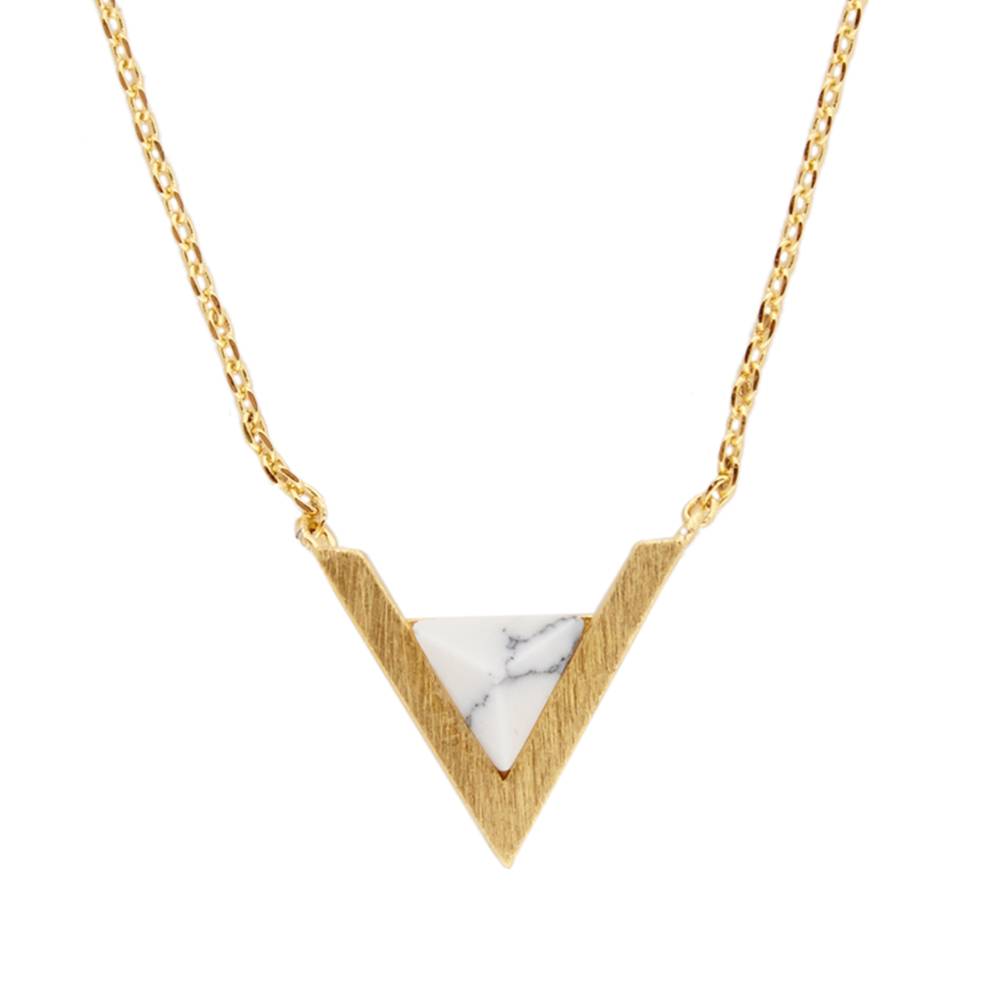 [ATLITW-GXN-TRA-WHT] Collier Galaxy Necklace Triangle A White Howlite 