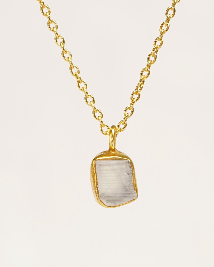 [MUJA-3282-GB-1] Collier Juin Argent Plaqué Or & Pierre de Lune [0160]