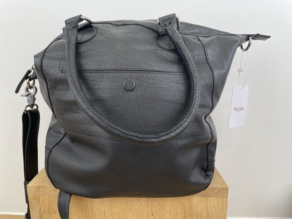 [LEA-0099-ERYN] Sac Shopping Eryn En Cuir Buffle Noir