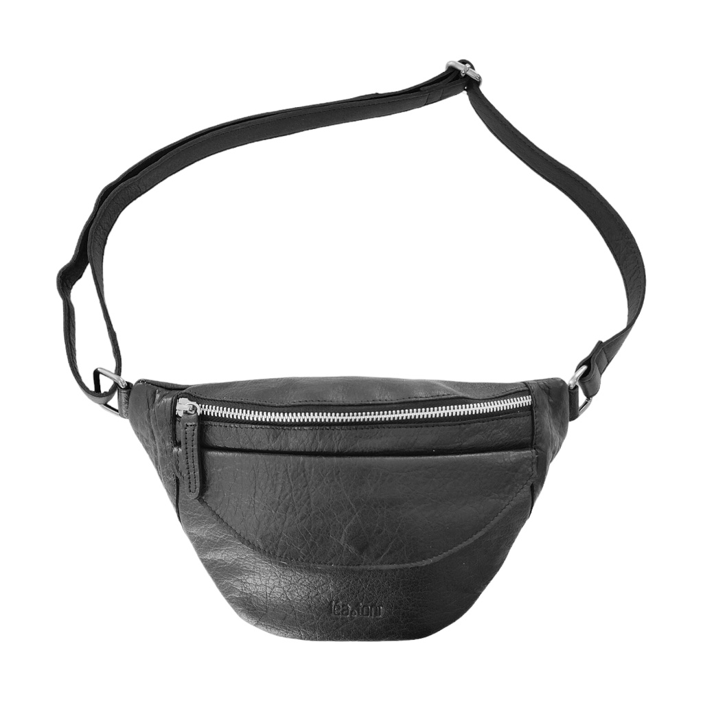 [LEA-0103-JOAN] Sac Banane Joan En Cuir Buffle Noir