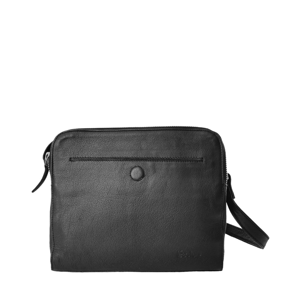 [LEA-0107-LEANA] Sac 3 Compartiments Leana En Cuir Buffle Noir