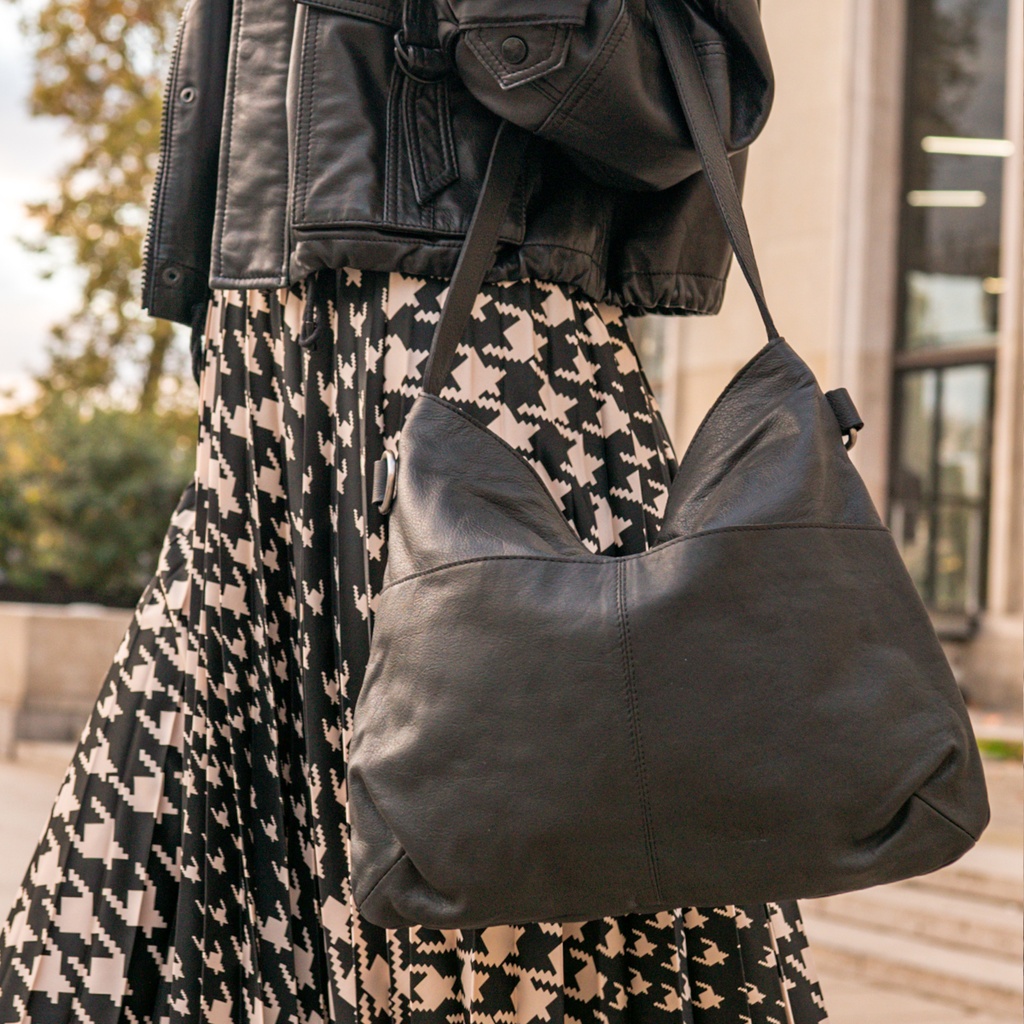 [LEA-0128-OLIVIA] Sac En Bandoulière Olivia Cuir Vachette Noir