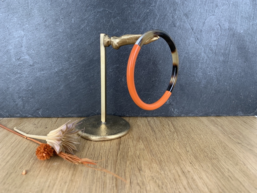 [SOYA-0006-LQB109-LARGE] Jonc Large Orange Corne De Buffle & Laque