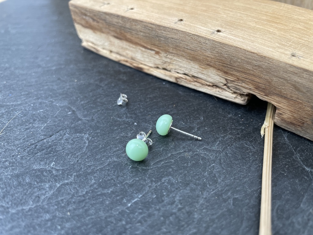 [Beira-0090-F-VERTDEAU] Puces d'Oreilles en Verre Vert D'Eau [0021]