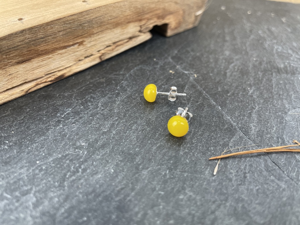 [Beira-0090-C-JAUNE] Puces d'Oreilles en Verre Jaune - Beira