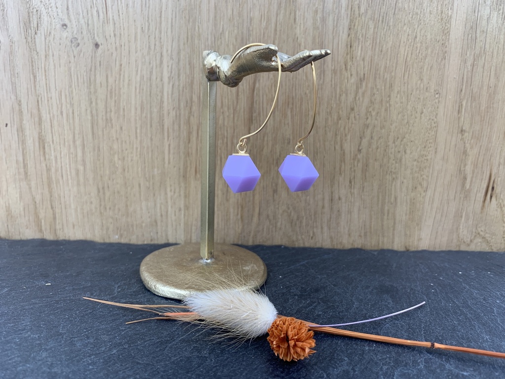 [Beira-G2160-LVOp] Boucles d'Oreilles en Verre Lila [0052]