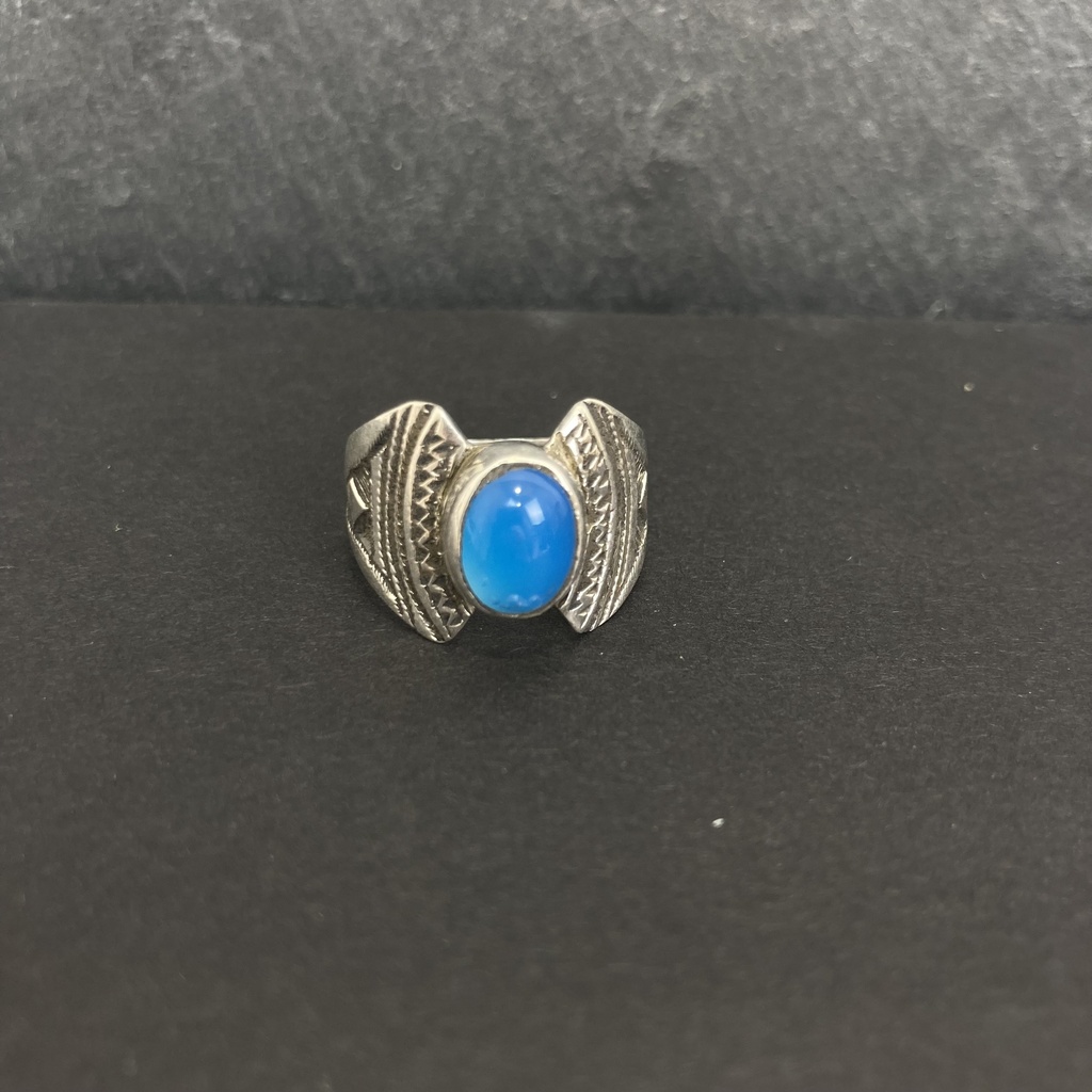 [BAAR-1461-58] Bague Touareg Argent 925 & Agate Bleue [1461]