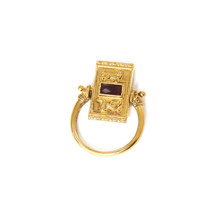 [LA2L-BA-AR-0149-56] Bague 'Artemis' Laiton plaqué or 3 microns & Améthyste