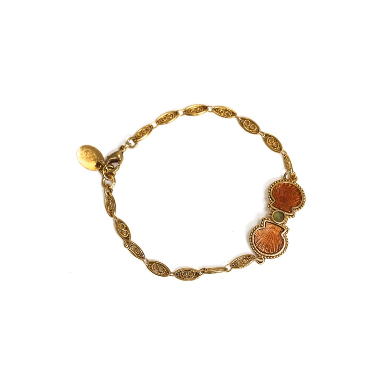 [LA2L-BR-BR-0153] Bracelet 'Brigitte' 'Coquillage' Laiton bain d'or