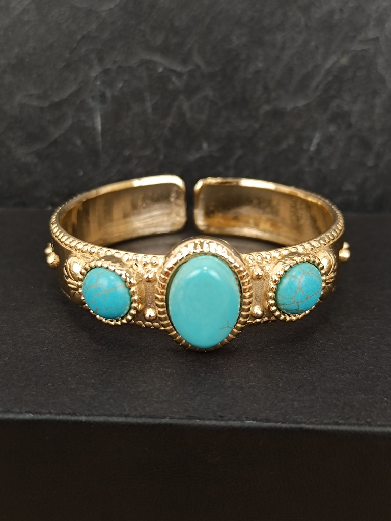 [SHA-RIBR04-TU] Bracelet doré & turquoise