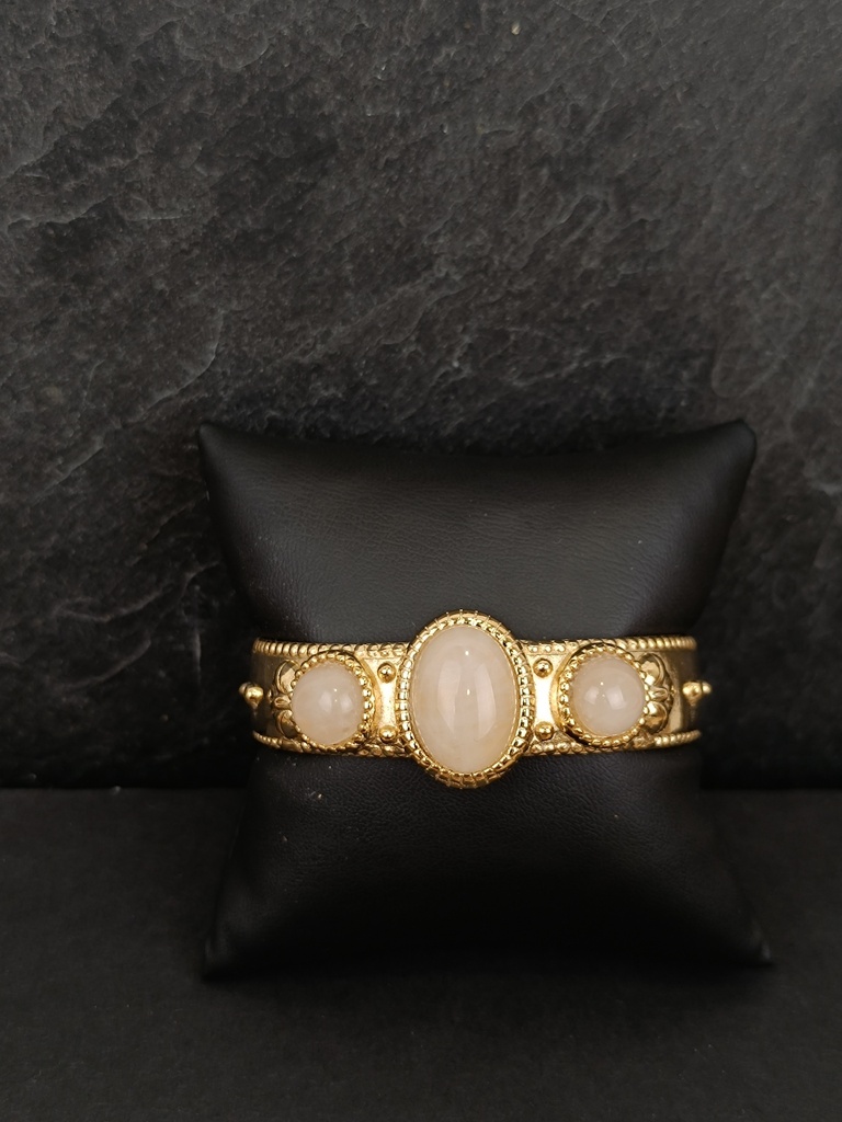 [SHA-RIBR04-RO] Bracelet doré & quartz rose